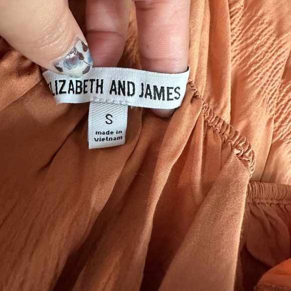 Elizabeth and James All Day Wear Bell Sleeves Over The Shoulder Top Orange Sz S - Picture 4 of 11